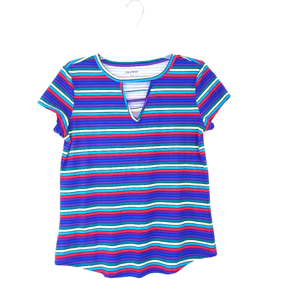 Vintage Y2K Joe Boxer Rainbow Colorful Striped Tee T Shirt Size Medium Retro